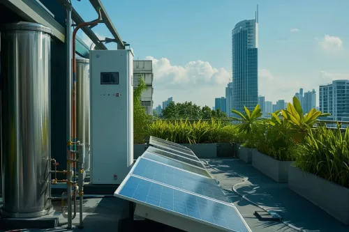 Schéma du fonctionnement d'un système solaire thermique pour la maison.