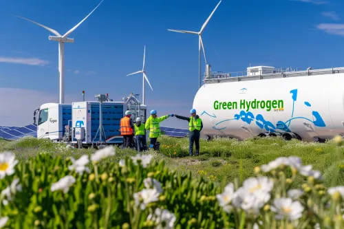 Stockage hydrogène vert comme solution durable de stockage d’énergie à long terme, adapté à divers secteurs.